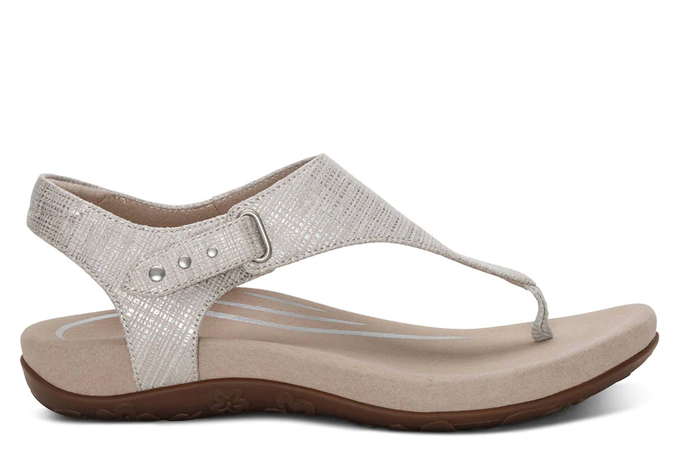 Aetrex Women's Ellie Sandal in grey - women's sandal - detail view