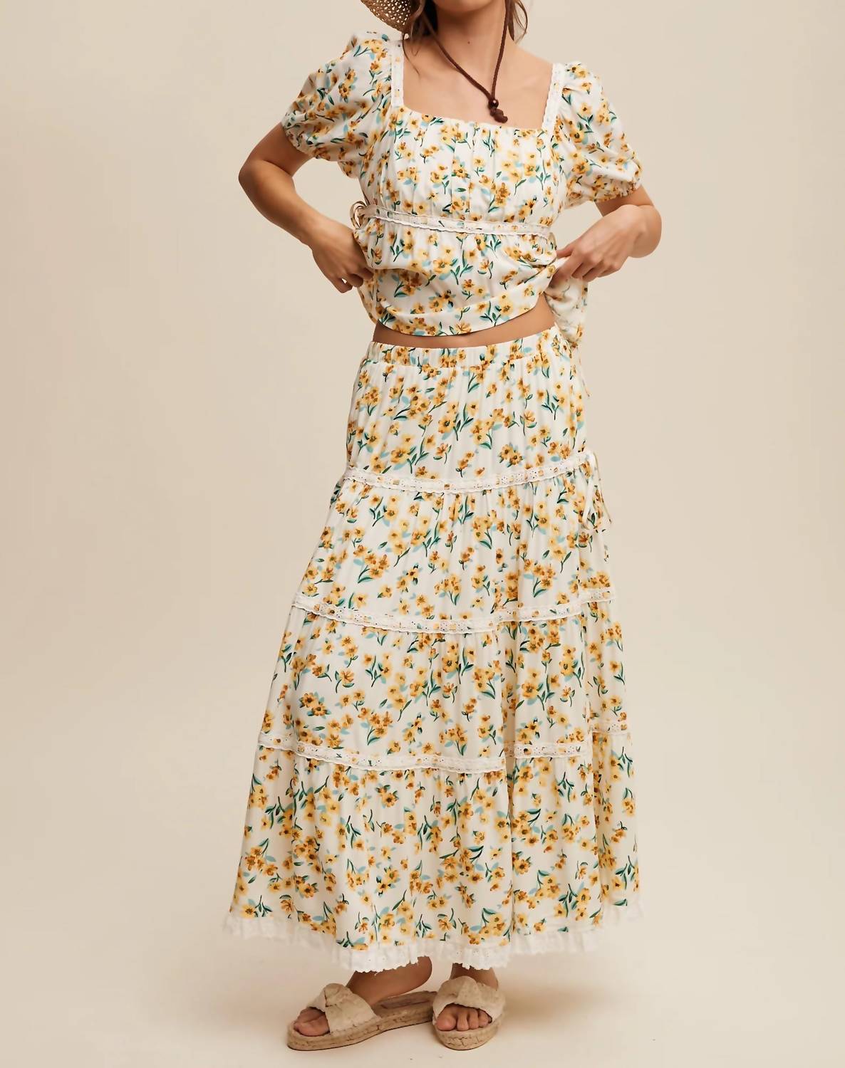 Listicle - Women's Flower Print Maxi Skirt