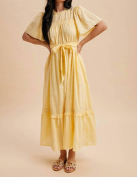 In-Loom - Swiss Dot Flutter Sleeve Maxi Dress