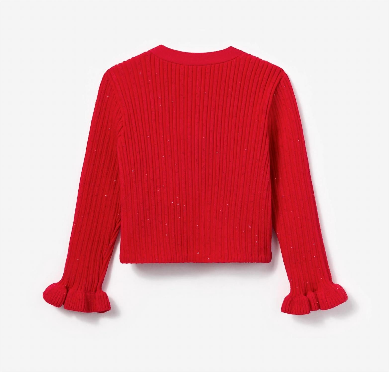 Self-Portrait - Girl's Ribbed Knit Cardigan