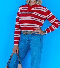 Sage The Label - CADDIE COLLARED STRIPE SWEATER