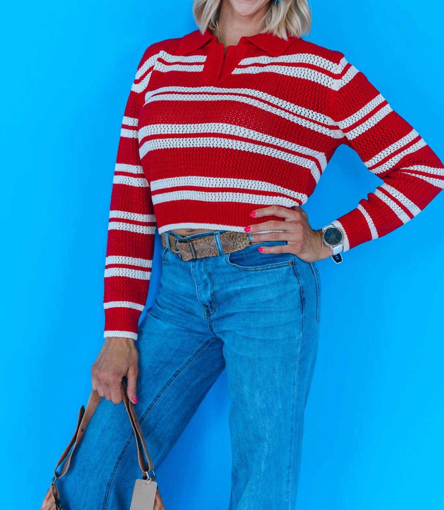 Sage The Label - CADDIE COLLARED STRIPE SWEATER