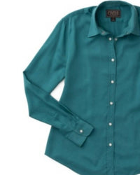 Madison Creek Outfitters Women's Claire Tencel Shirt in turquoise - women's long sleeve top - detail view
