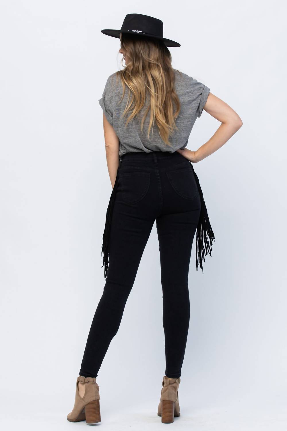 Judy Blue - High Waist Side Fringe Skinny Jegging Denim Jeans