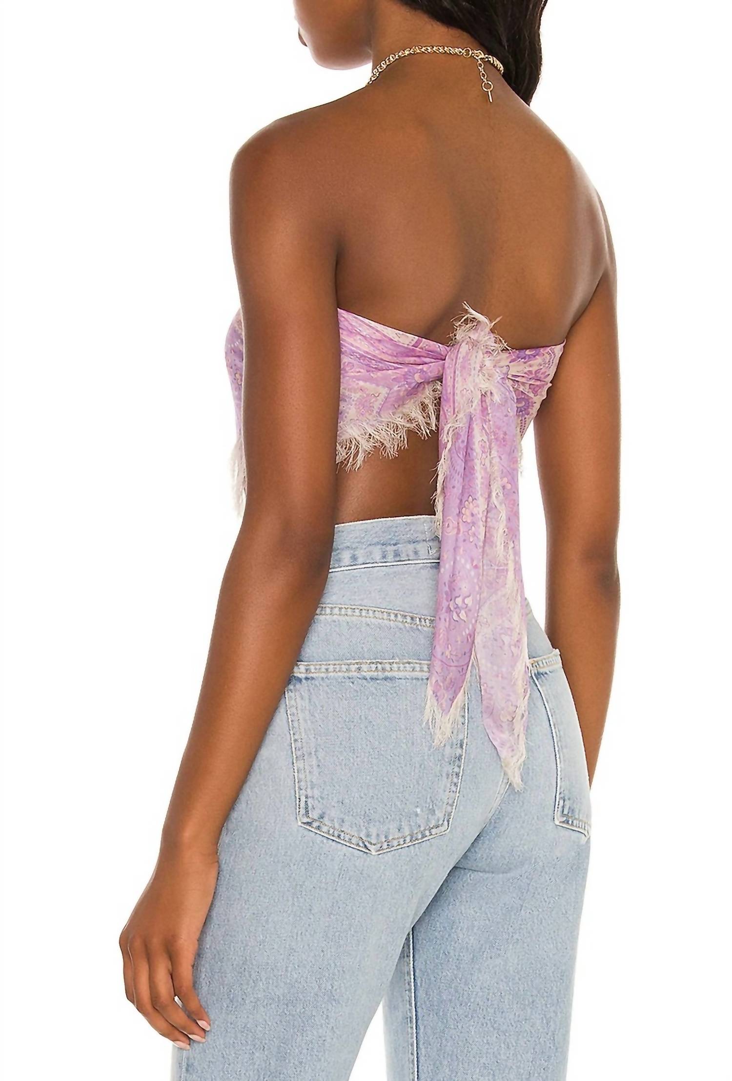 SPELL FARRAH HALF MOON HEADSCARF in lilac - women's shirt - detail view