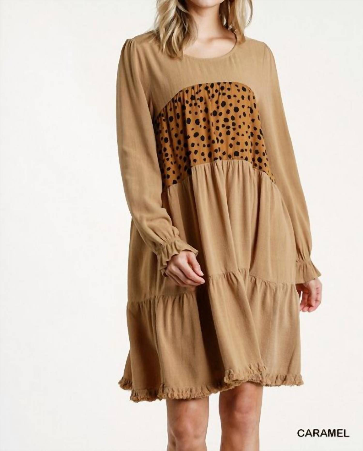 Umgee - Spotted Tiered Fringe Dress