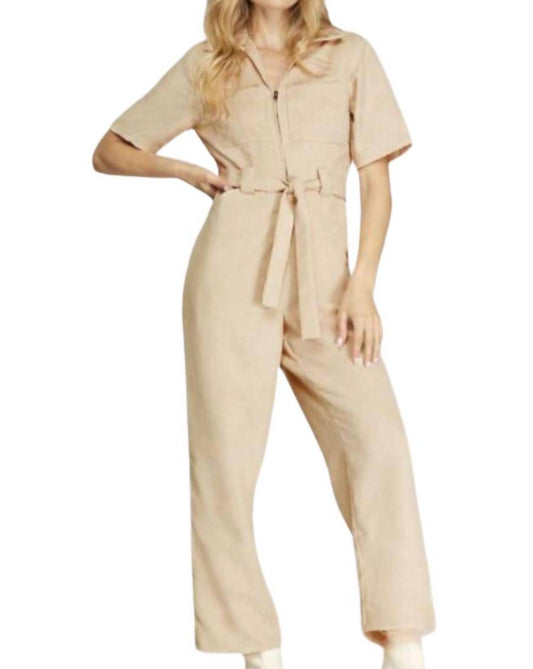 Corduroy Belted Jumpsuit