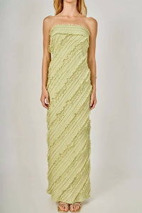 Endless Rose - Strapless Ruffled Maxi Dress
