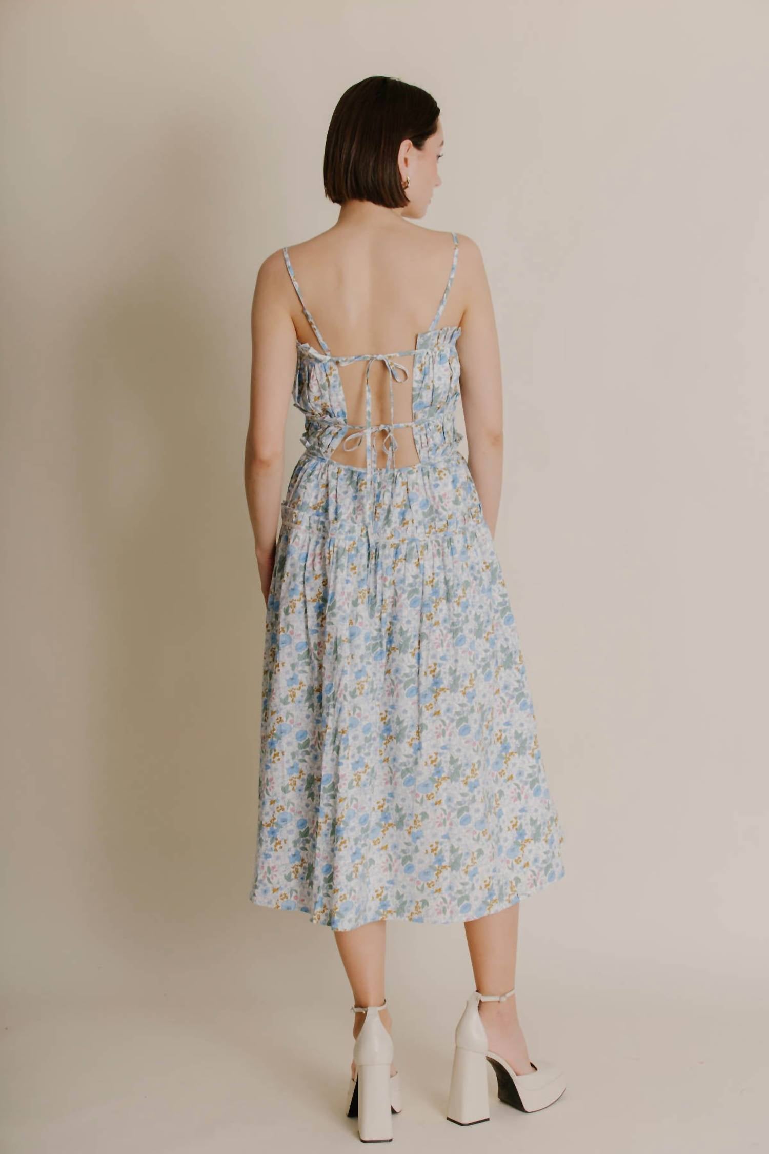 Aureum - Corset Ruffle Midi Dress