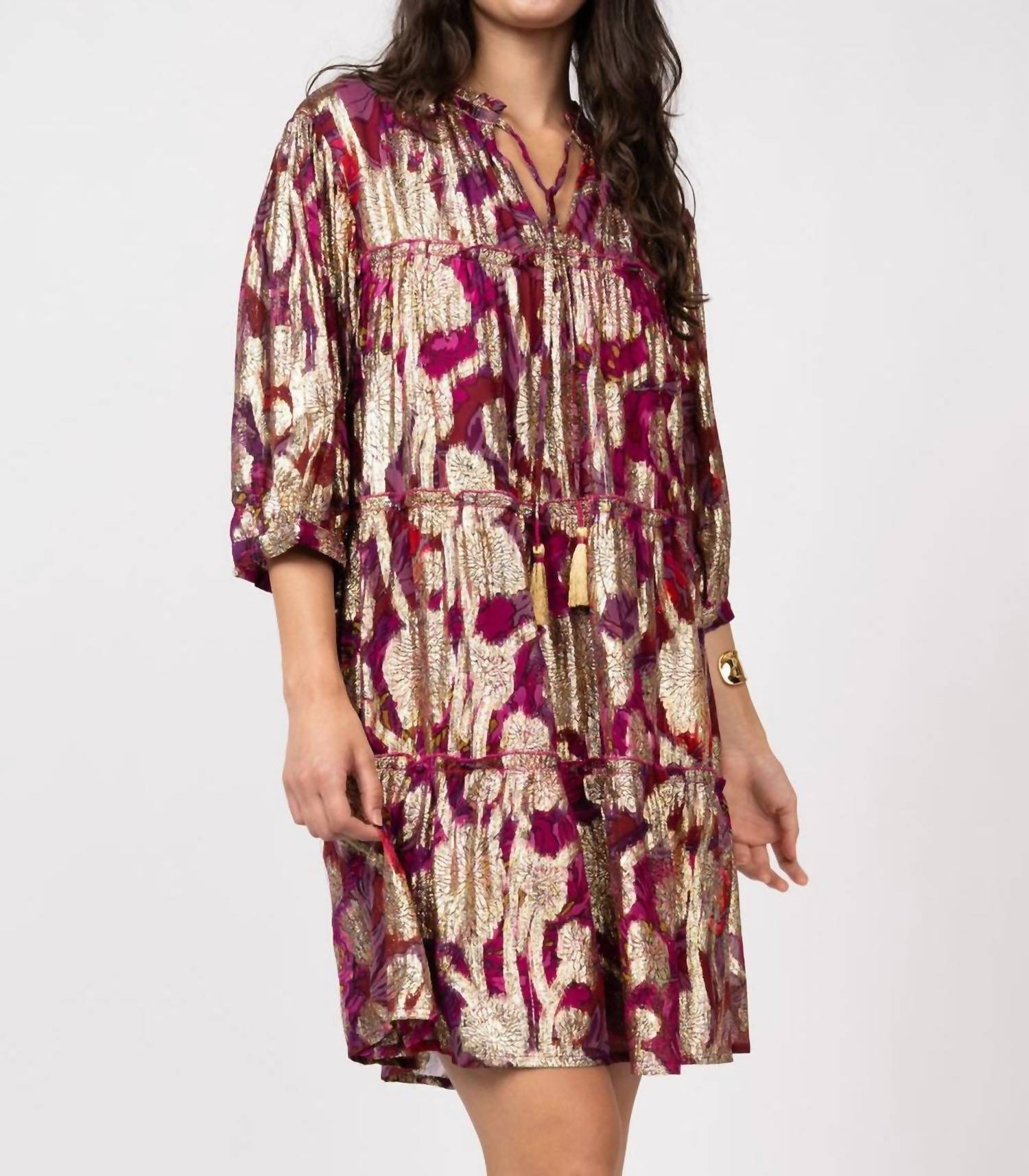 Ivy Jane - Metallic Print Tiered Dress