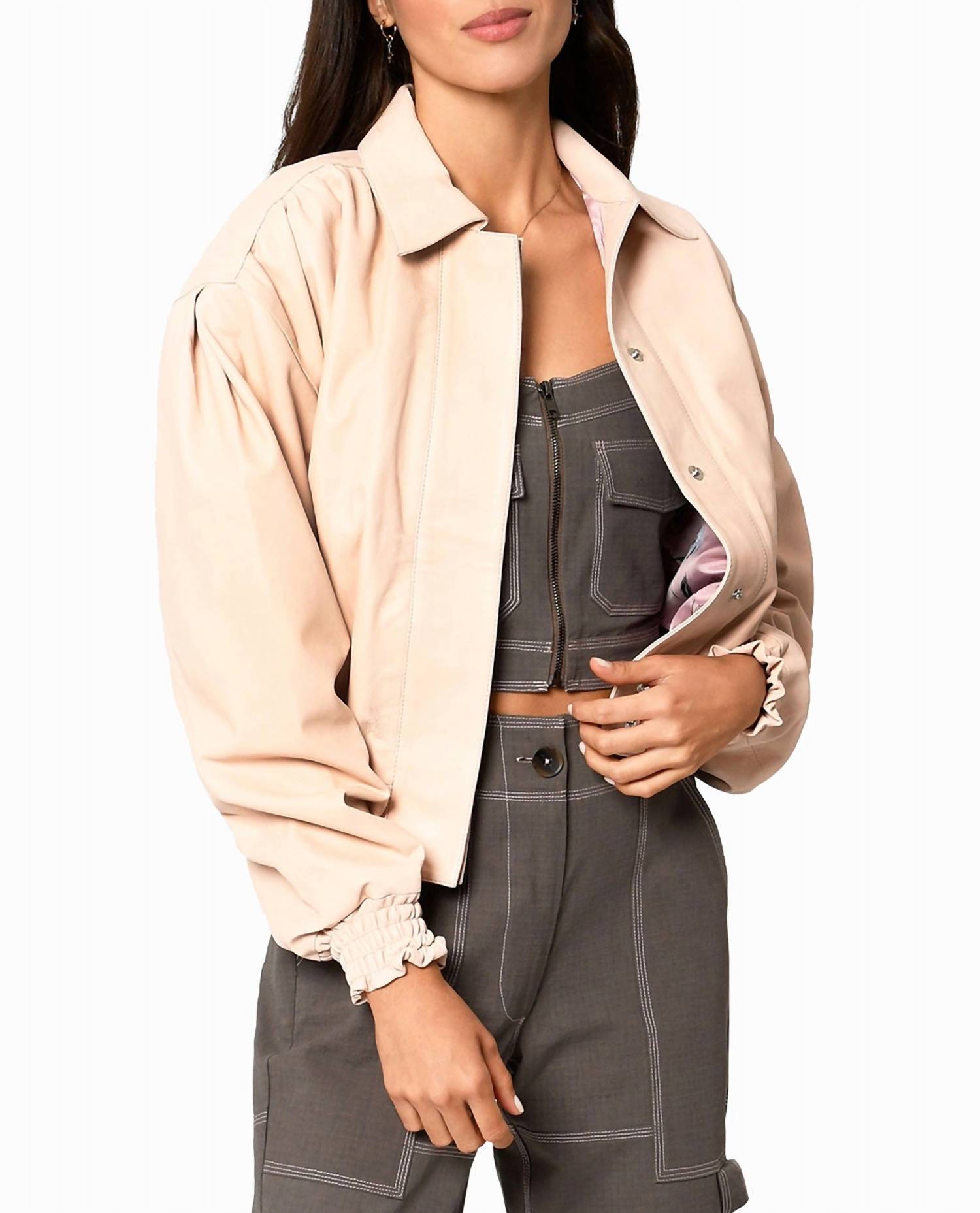 Nicole Miller - Collared Leather Jacket