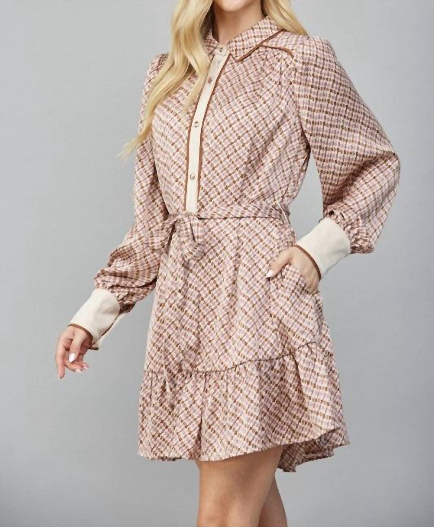 Fate by LFD Geometry Baby Dress in taupe - women's dress - detail view