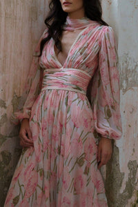 Luisa Beccaria - Big Poppies Chiffon Dress