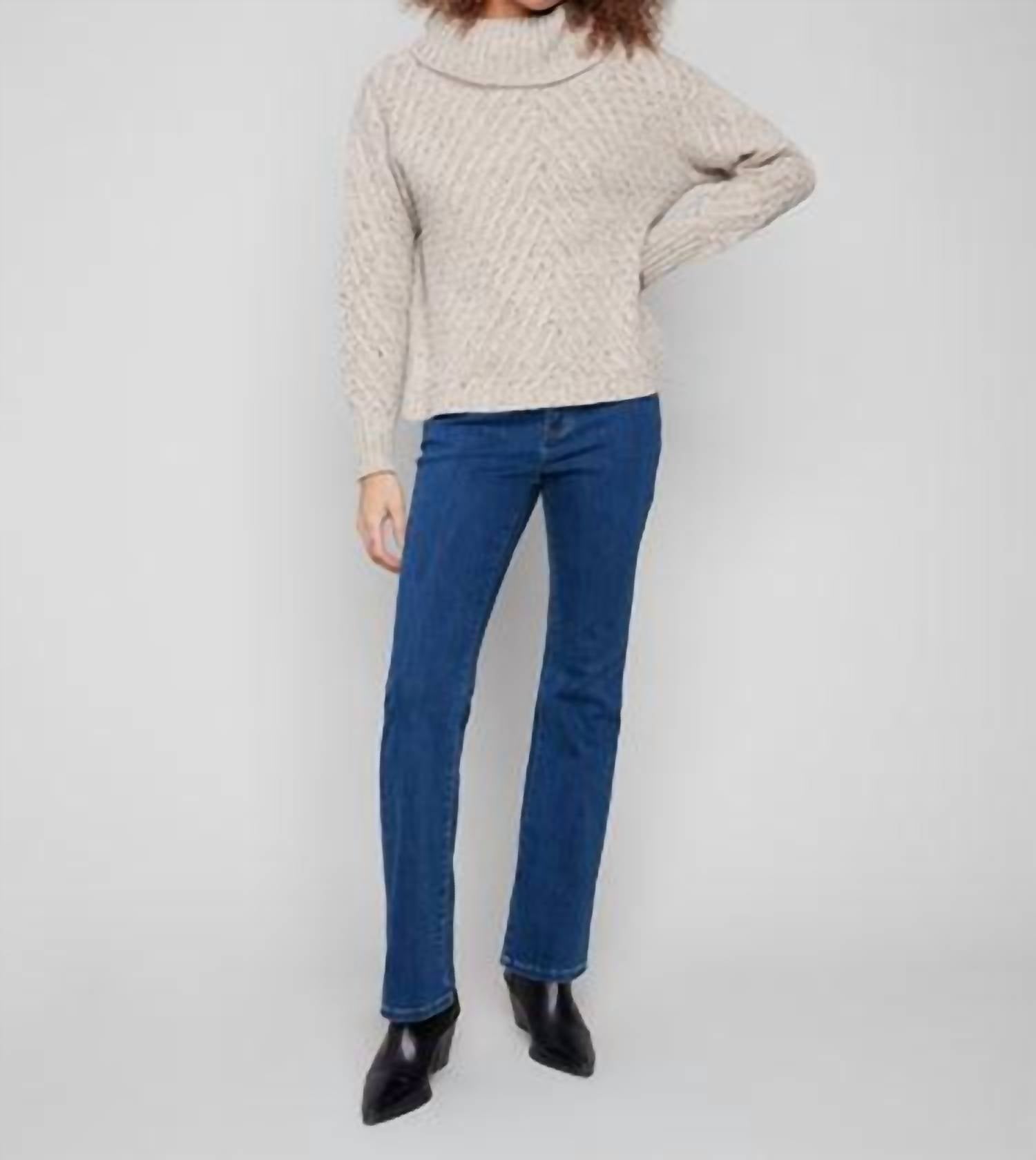 Charlie B - Cowl Neck Diagonal Cable Sweater