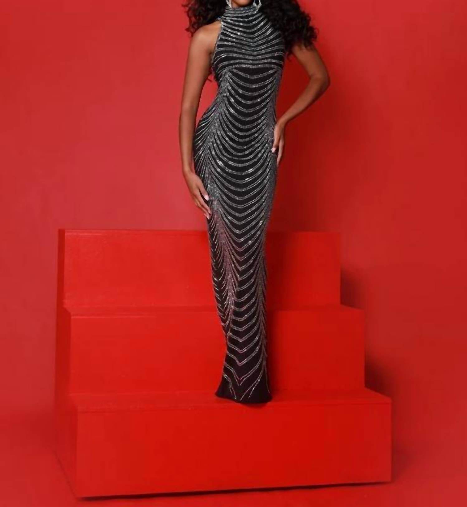 Johnathan Kayne - High Neckline Backless Gown