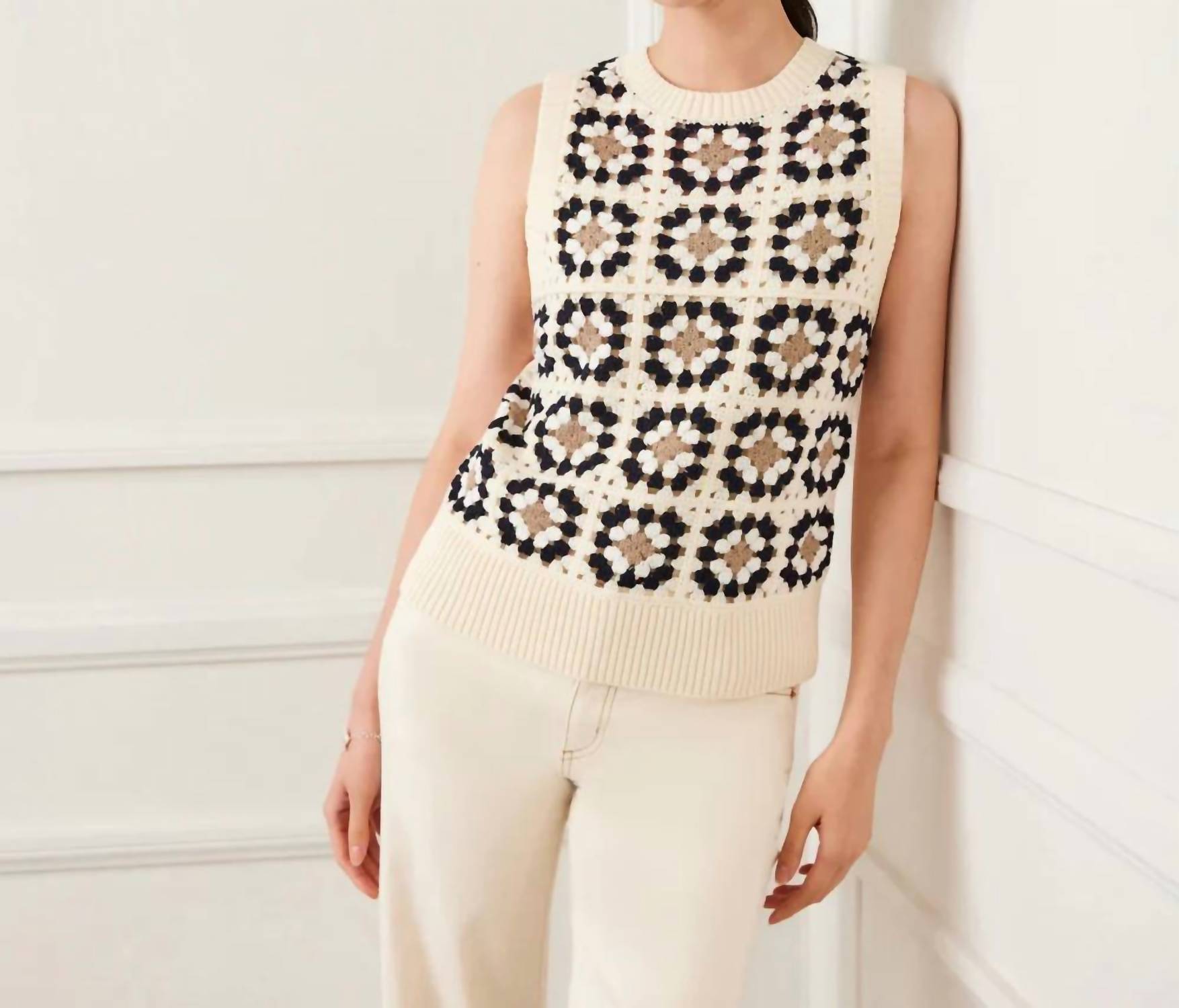 Karen Kane - Pax Patchwork Crochet Sweater Tank