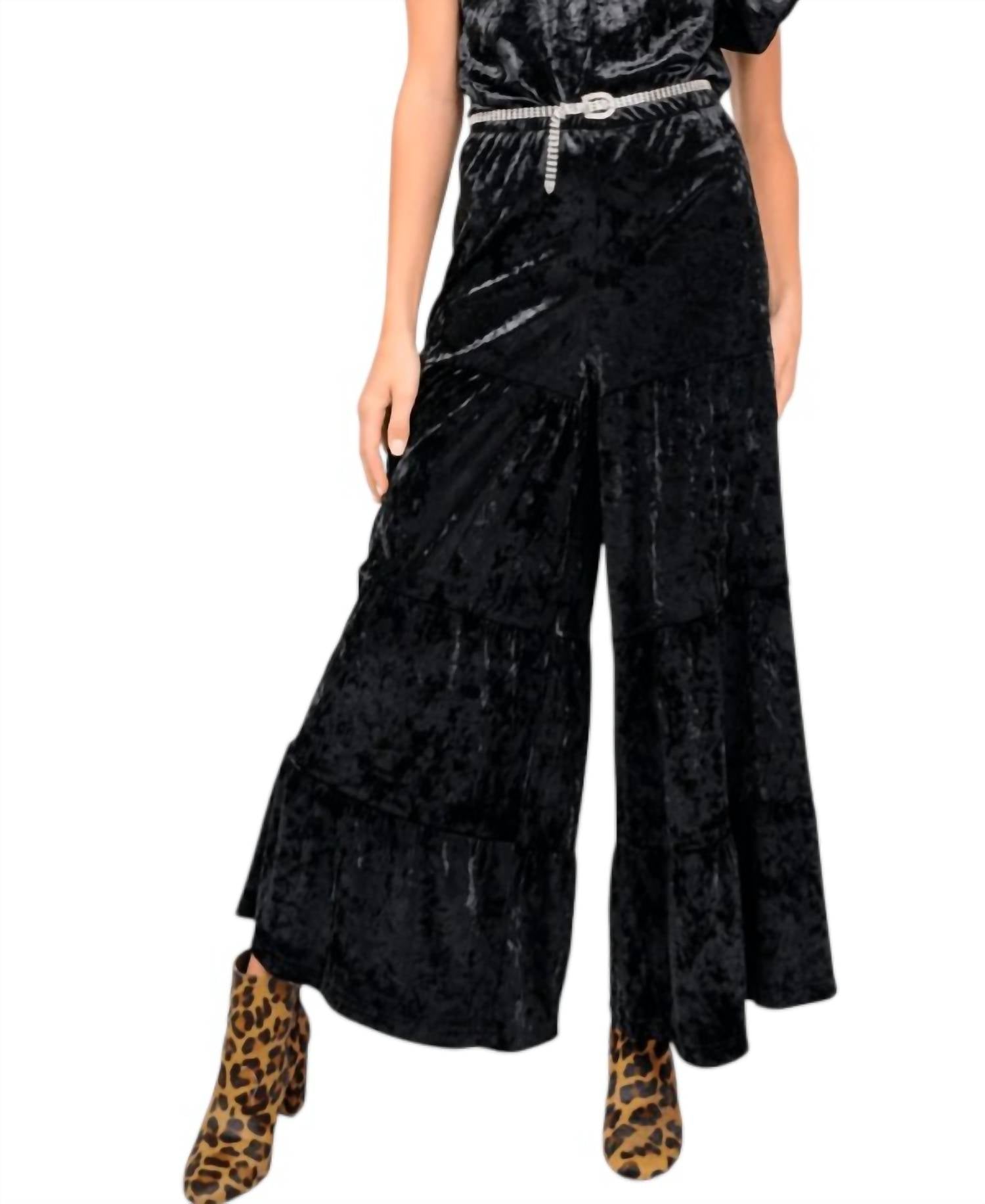 Ivy Jane - Velvet Tiered Wide Leg Pant