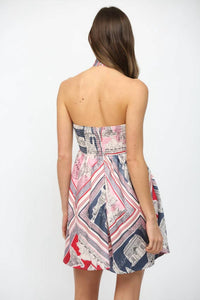 Fate - Bordered Destination Print Halter Dress