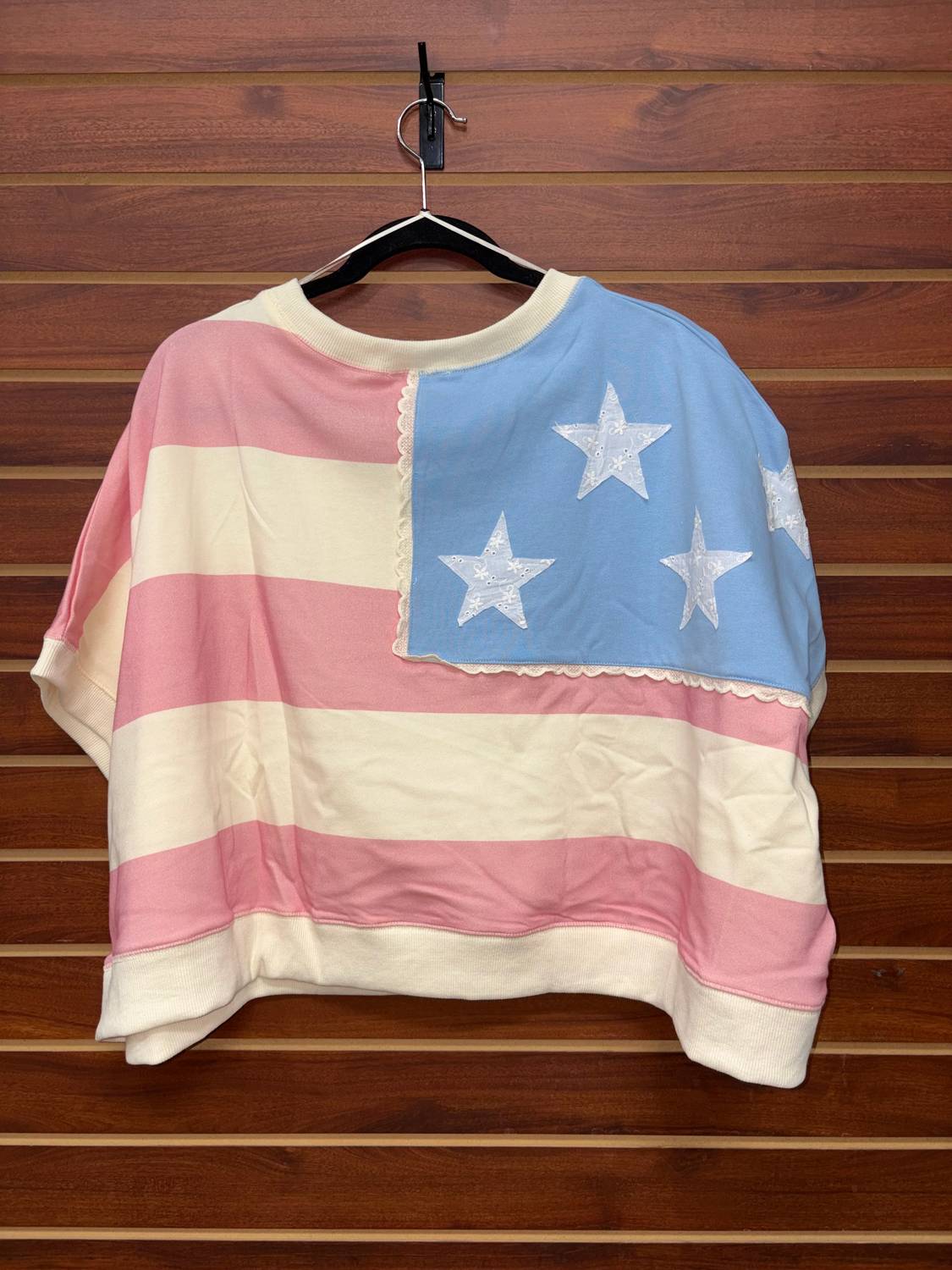 Peach Love - Women's American Flag Crop Sweatshirt