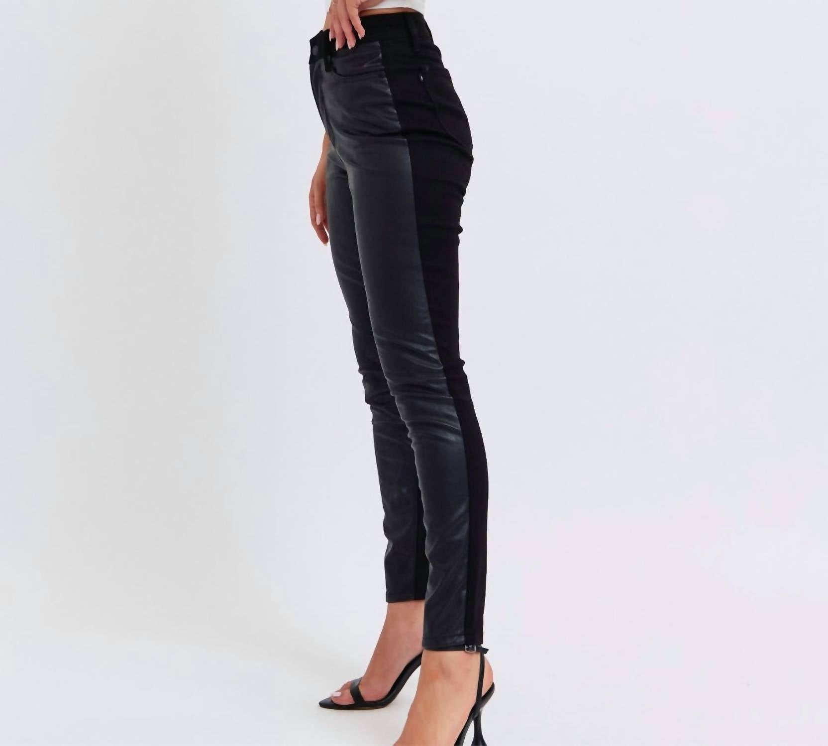 Judy Blue - High Waist Faux Leather & Denim Skinny Jean
