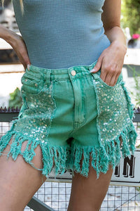 Pol - Sequin Twill Shorts