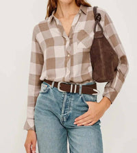 Rails Hunter Button Down Shirt in dove brown - women's shirt
