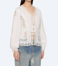 Sea - Sophia Embroidery Long Sleeve Blouse