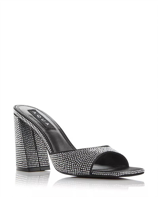 Aqua - Women's Daisy Embellished Block Heel Mules