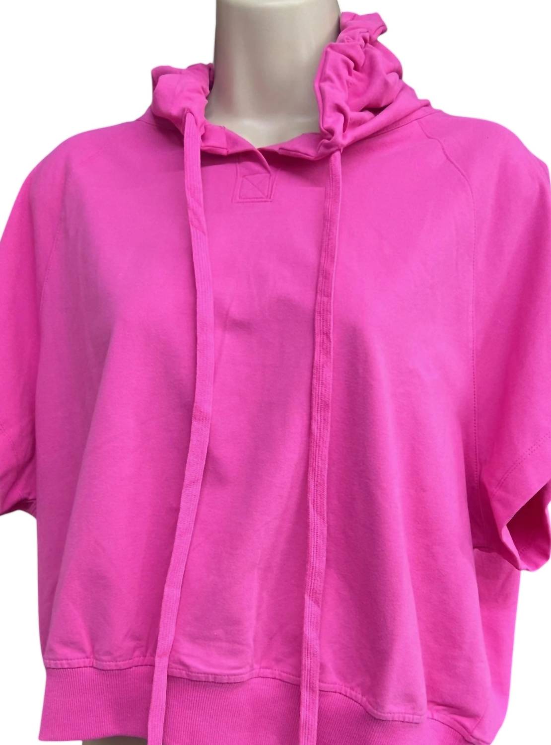 RAE MODE Women's Cloud Nine Cropped Hoodie in hot pink - women's top - detail view