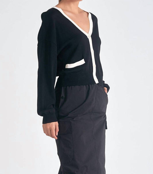 Elan - Accent Trimmed Cardigan