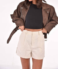 Et Clet - Oversized Crop Faux Leather Jacket
