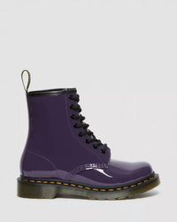 Dr. Martens Women's 1460 Patent Leather Lace Up Boots in blackcurrant - women's shoe - detail view