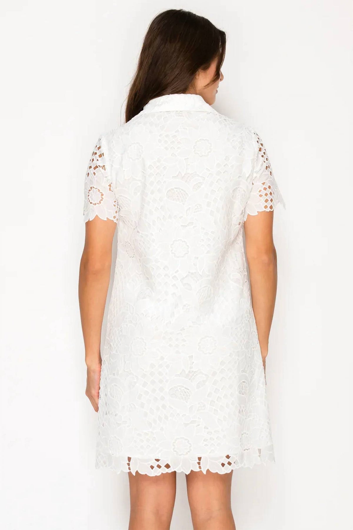 Meet Me In Santorini - Floral Lace Shirt Dress