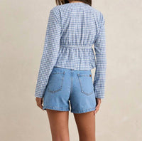 Rhythm. - Lola Check Tie Front Long Sleeve Top