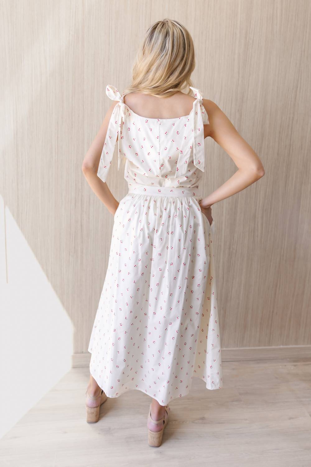 In February Cherry Picked Top And Skirt Set in white red - women's tank top - alternate view