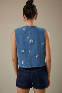 Sunday Edition - Flower Embroidered Pocket Vest