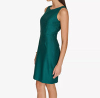 CALVIN KLEIN Boat-neck Embellished Sheath Dress in forest green - women's dress - alternate view