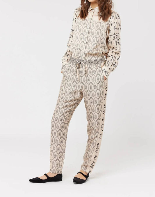 Me369 - Ember Blossom Print Tapered Leg Track Pants