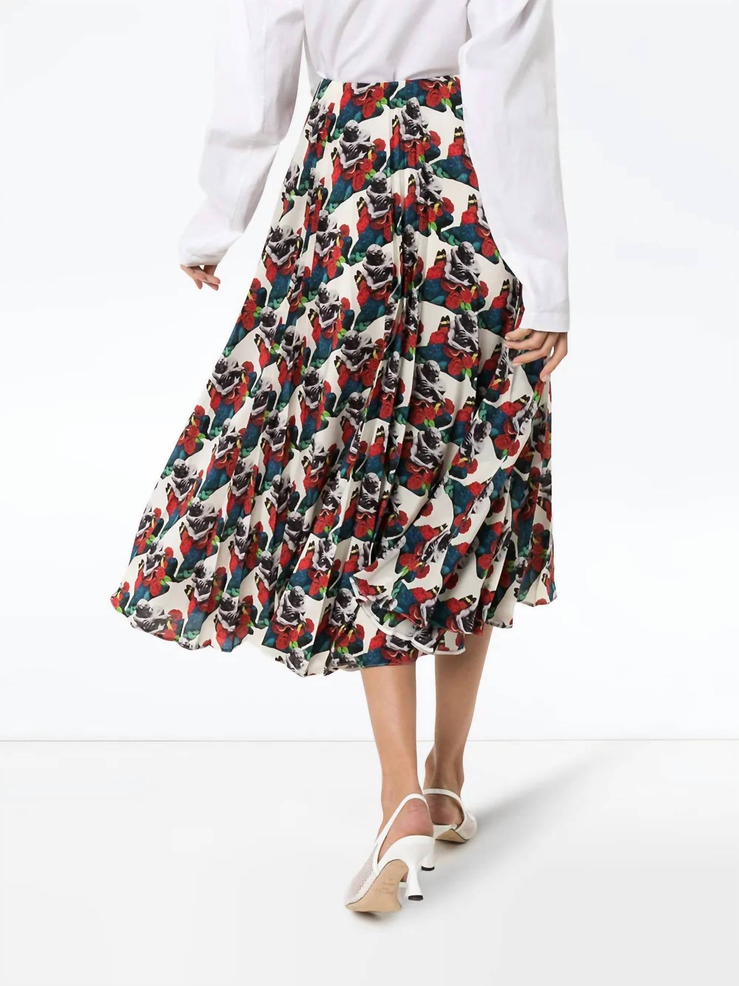 Valentino - Undercover Lovers Print Pleated Skirt