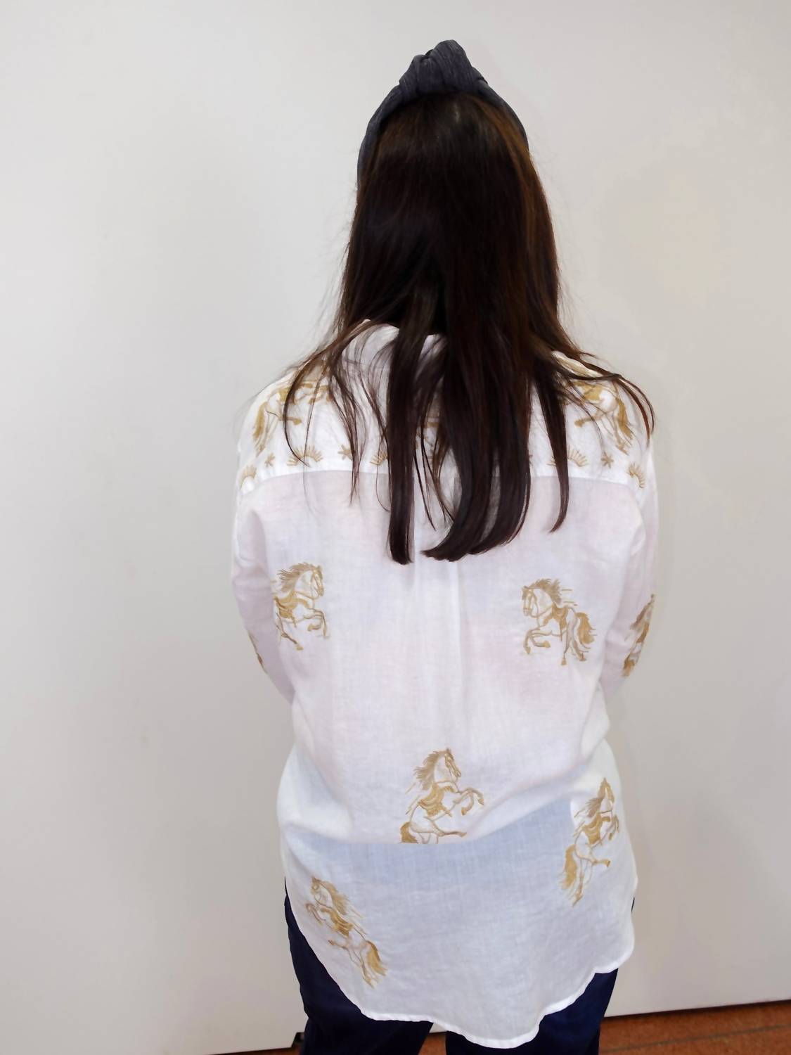 Johnny Was Women's Oversized Shirt in white - women's blouse - detail view