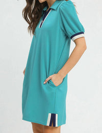 Umgee - Color Block Zip Front Shift Dress