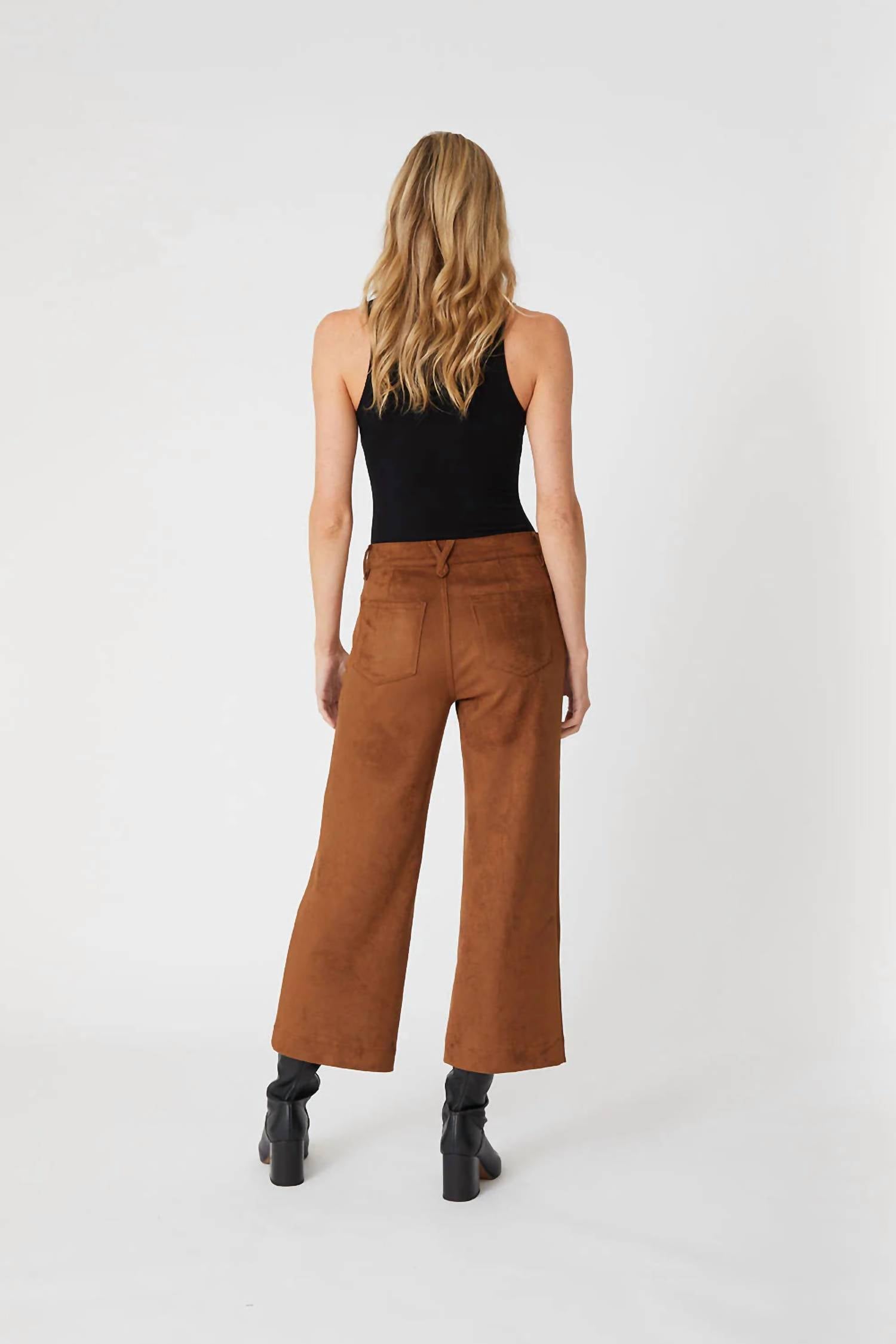 Level99 - Annabelle Crop Vegan Faux Suede Wide Leg Pant