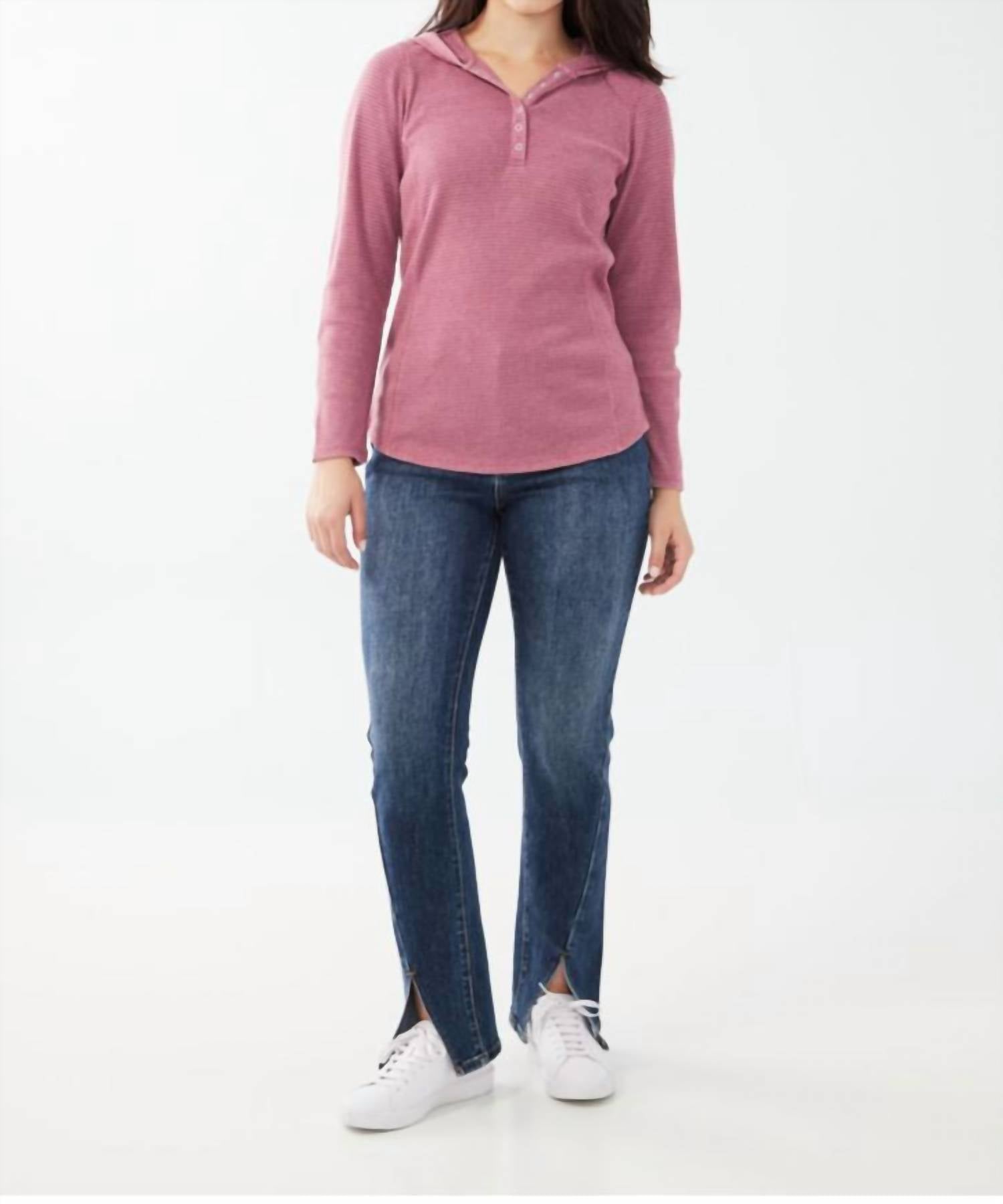 FDJ Front Slit Straight Leg Jeans in deep blue - women's jeans