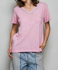 Pol - Hand-stitched Detail Slub Cotton Tee