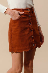 So Me - Corduroy Connie Scalloped Corduroy Front Button Skirt