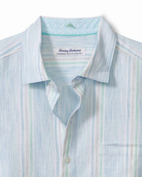 TOMMY BAHAMA Men's Barbados Breeze Sea Stripe Shirt in glass bead blue - men's shirt - alternate view