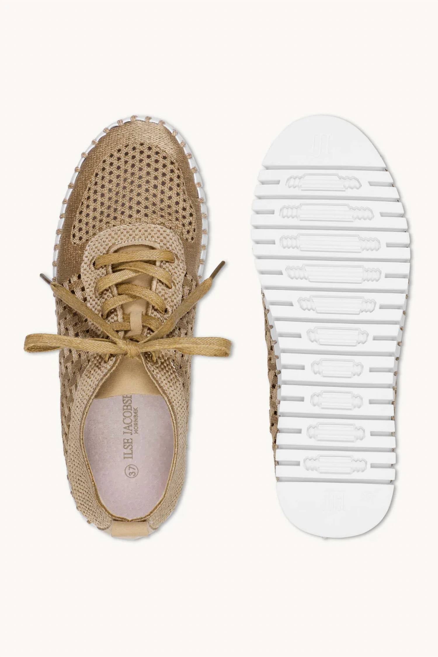 Ilse Jacobsen Women's Tulip 4271 Crochet Wedge Sneaker in latte white - women's sneaker - view 4