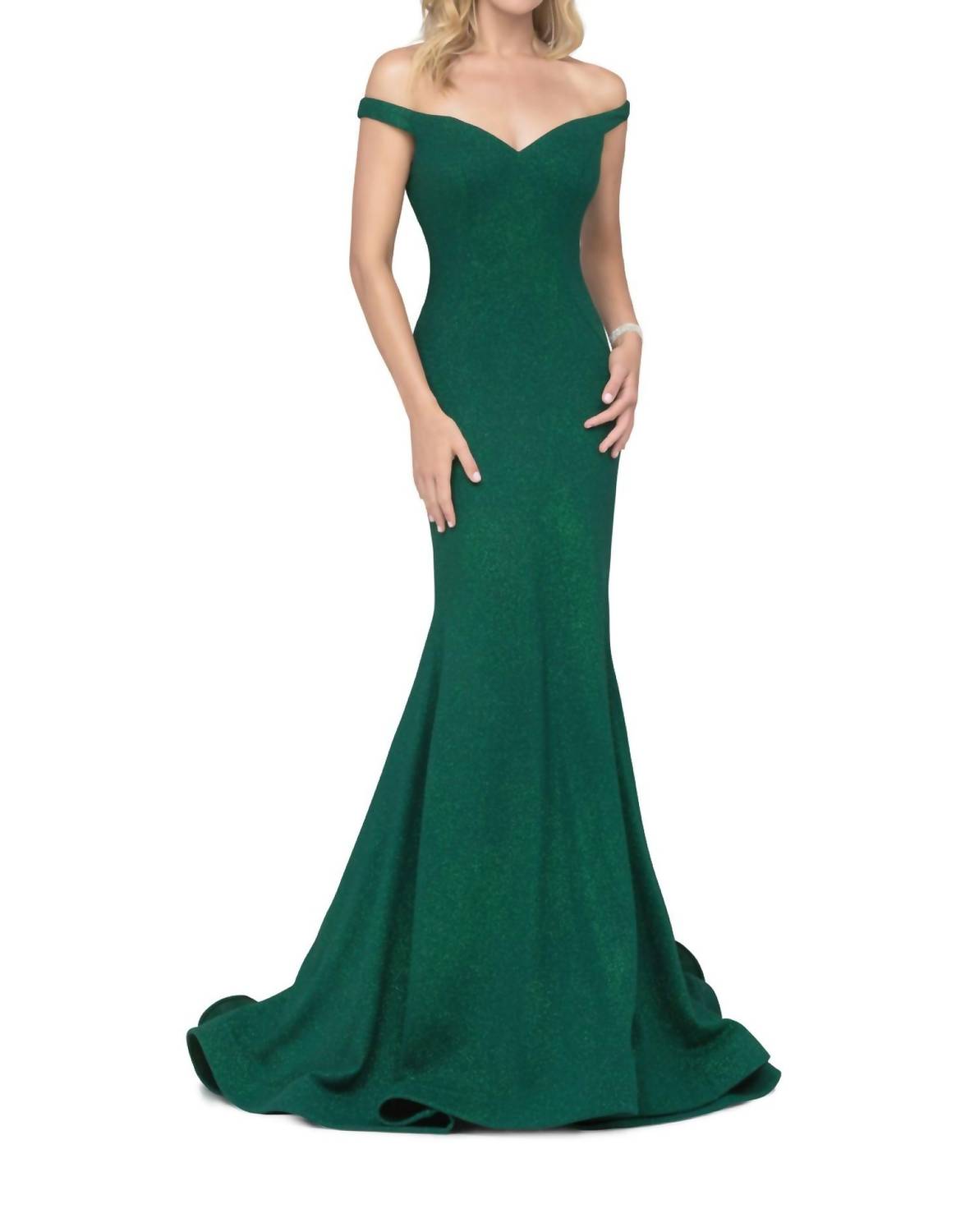 Lucci Lu - Sparkle Jacquard Off Shoulder Mermaid Maxi Dress