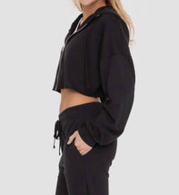 Mono B - Women's Handle That Crop Hoodie Zip Up Jacket