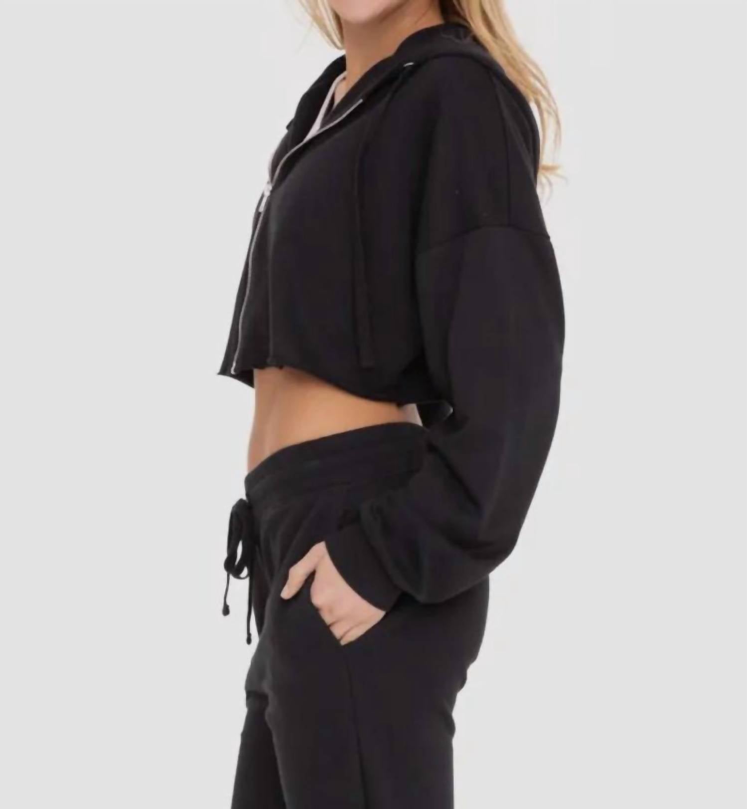 Mono B - Women's Handle That Crop Hoodie Zip Up Jacket